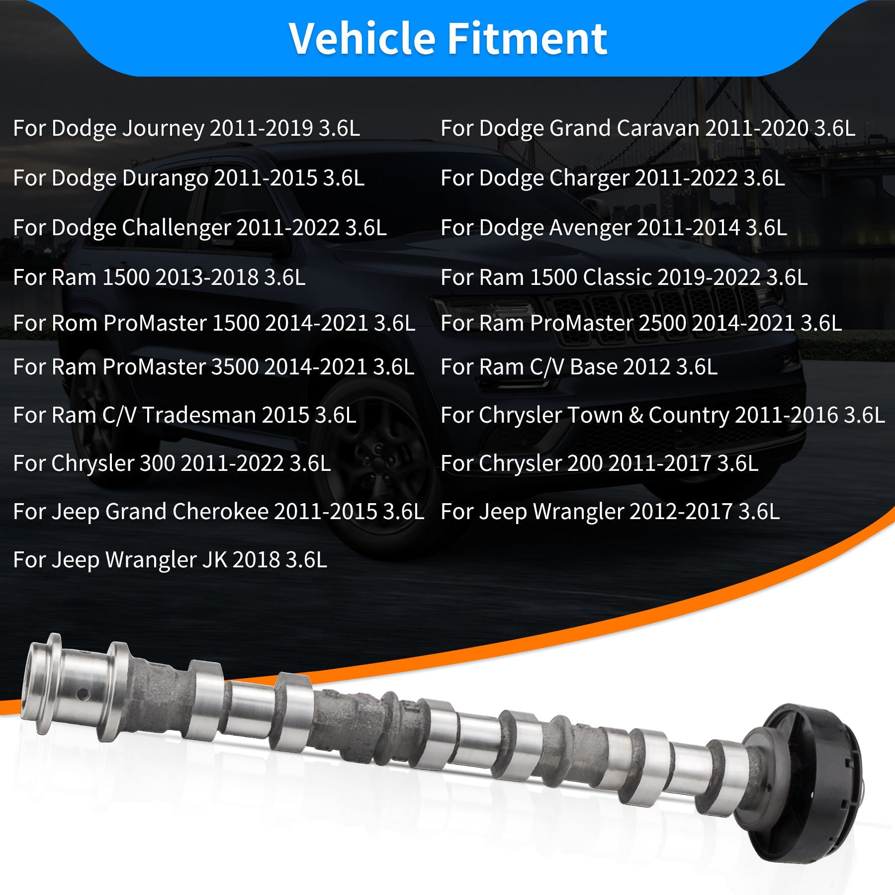 5184378AG Right Side Exhaust Camshaft 5184378AH 5184378AF 5184378AG Right Side Exhaust Camshaft 5184378AH 5184378AF